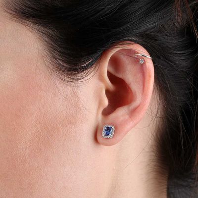 Sapphire & Diamond Earrings 14K