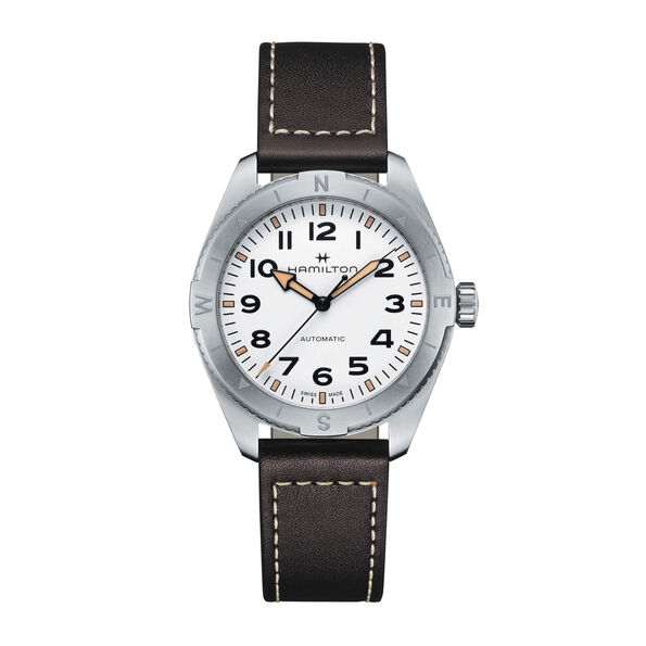 Hamilton Khaki Field Expedition Auto Watch White Dial Brown Leather Strap, 41mm