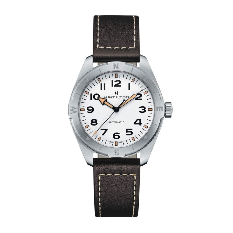 Hamilton Khaki Field Expedition Auto Watch White Dial Brown Leather Strap, 41mm image number 0