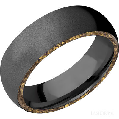 Zirconium with Bead Finish and Alaskan Gold Nugget Inlay