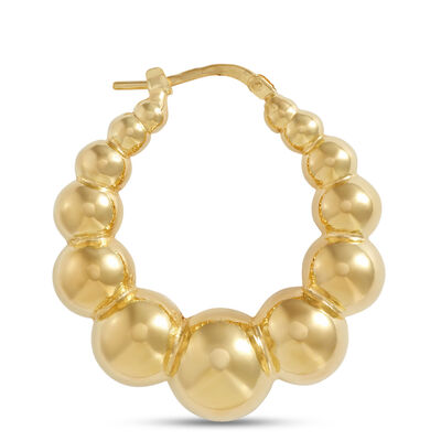 Toscano Large Graduated Shrimp Hoop Earrings, 14K Yellow Gold