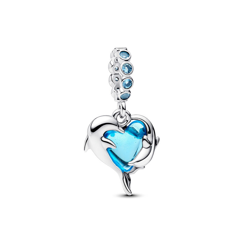 Pandora Blue Murano Glass Dolphins Dangle Charm image number 0