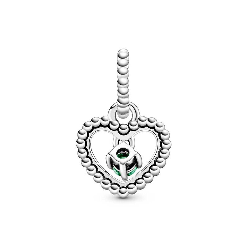 Pandora Rainforest Green Crystal Beaded Heart Dangle Charm image number 2