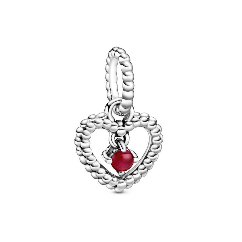 Pandora Dark Red Crystal Beaded Heart Dangle Charm image number 1