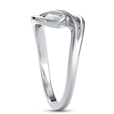 Swirling Half Moon Ring, &frac14; Total Carat Weight, 14K White Gold
