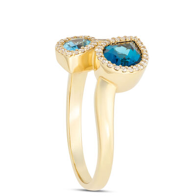 Pear Shaped Blue Topaz Ring, 14K Yellow Gold