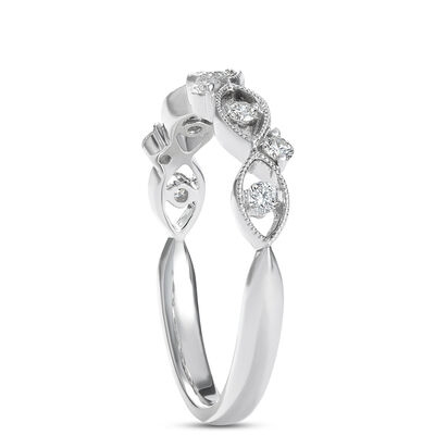 Classic Milgrain Diamond Ring, &frac14; Carat Total Weight, 14K White Gold
