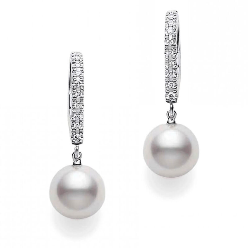 Mikimoto Akoya Cultured Pearl & Diamond Earrings 18K image number 1