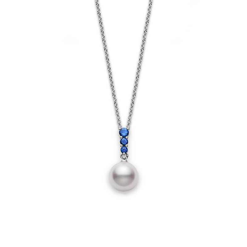 Mikimoto Akoya Cultured Pearl & Sapphire Necklace 18K image number 0