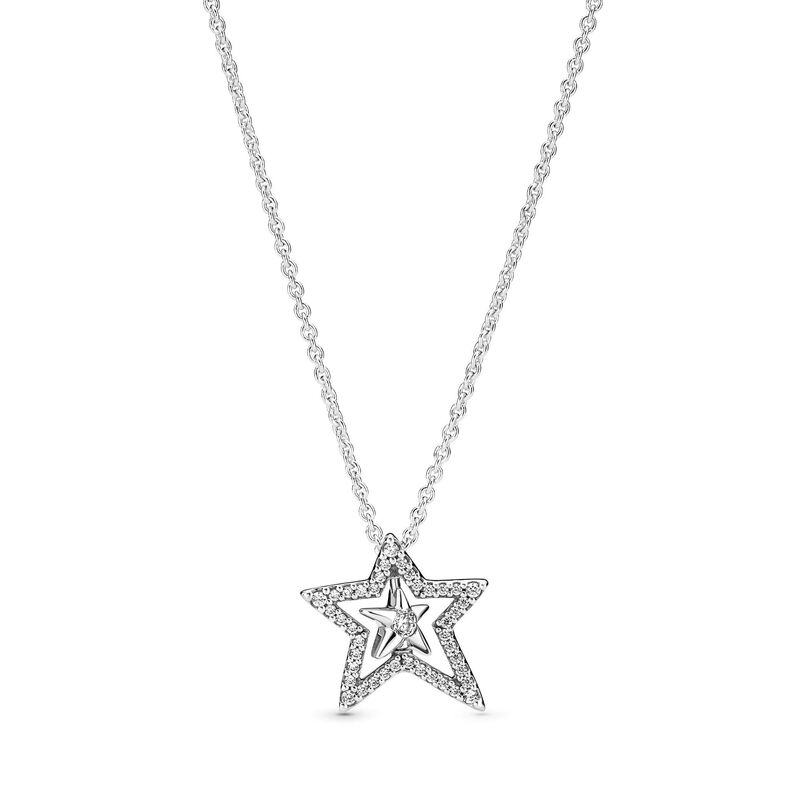 Pandora Pavé CZ Asymmetric Star Collier Necklace image number 1