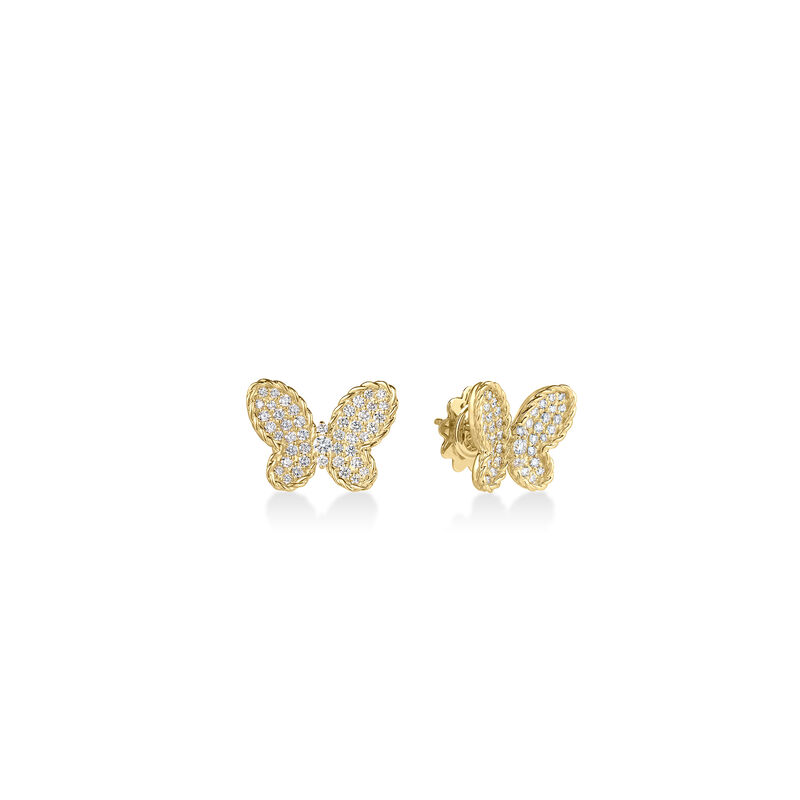 Roberto Coin 18K Yellow Gold Jasmine Pav&eacute; Diamond Butterfly Stud Earrings image number 0