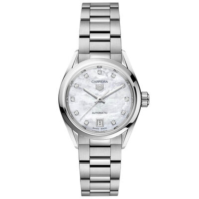 TAG Heuer Carrera Calibre 9 Auto Mother of Pearl Watch, 29mm