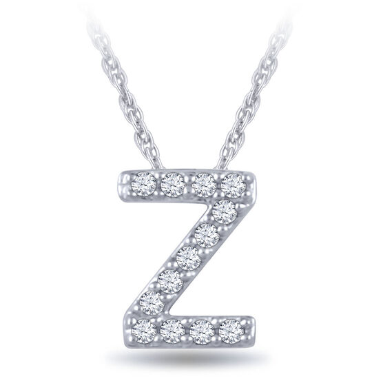 Diamond Initial Pendant 14K Letter 'Z'