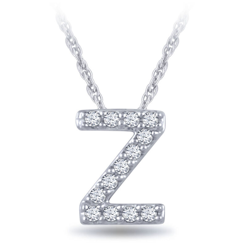 Diamond Initial Pendant 14K Letter 'Z' image number 1