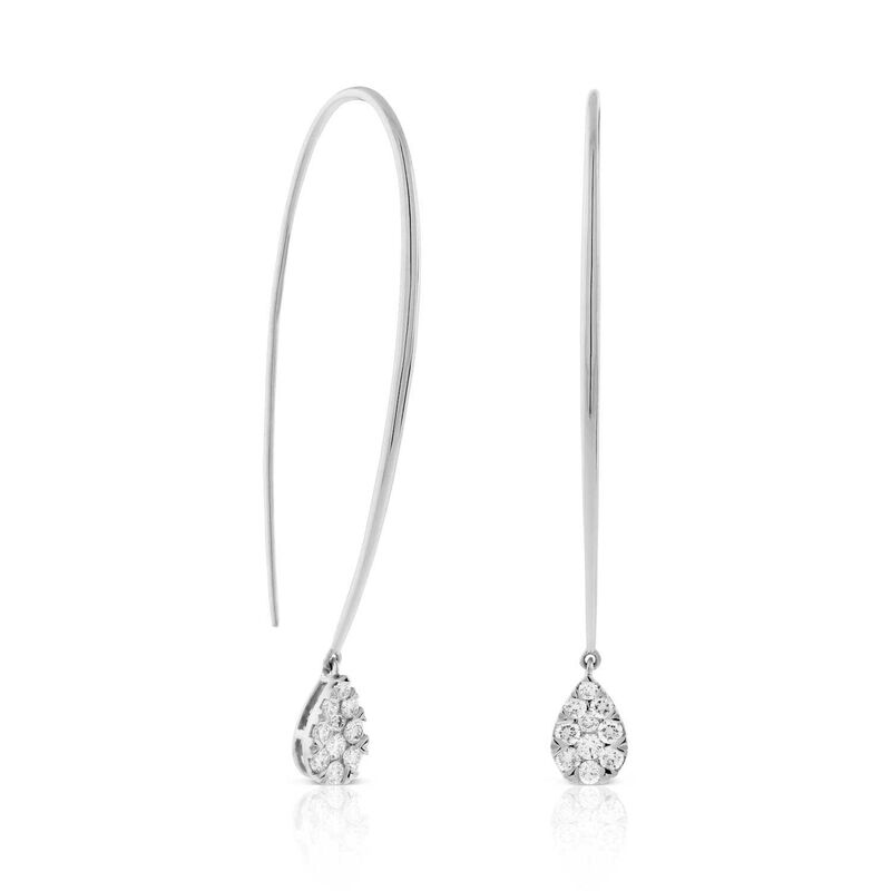 Diamond Cluster Wire Threader Earrings 14K image number 0