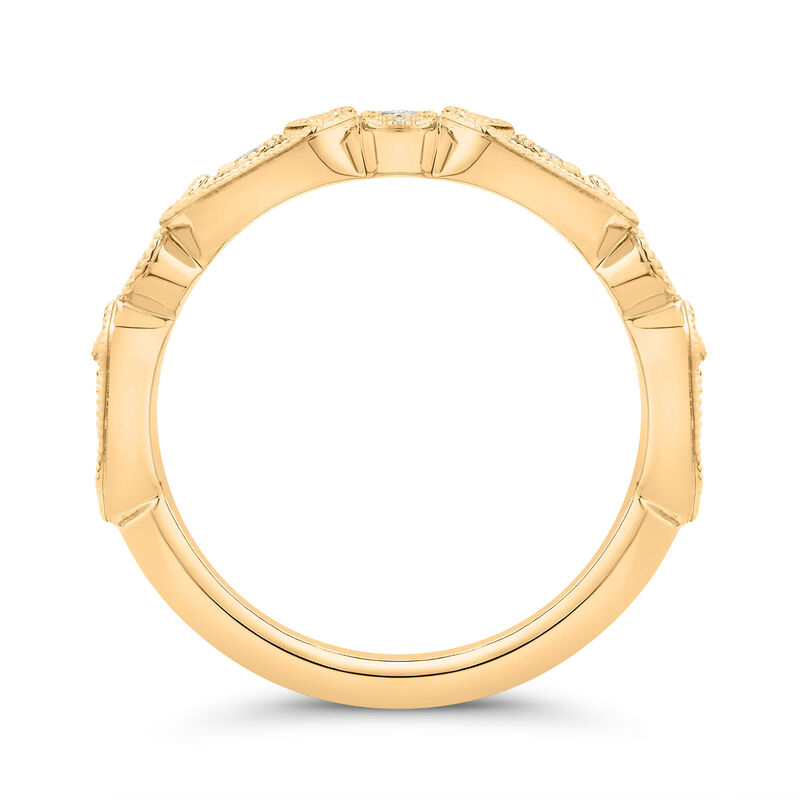 Bella Ponte Three-Row Milgrain Diamond Bridal Engagement Ring, 14K Yellow Gold image number 2