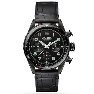 TAG Heuer Autavia Chronometer Watch Steel Case Black Dial, 42mm