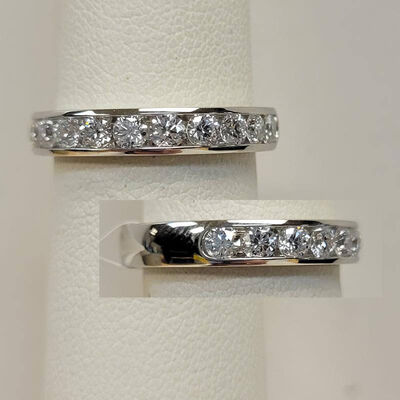 Platinum Band With Round Diamonds