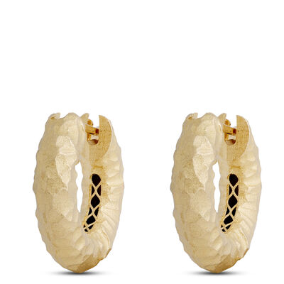 Toscano 18MM Hammered Hoop Earrings, 14K Yellow Gold