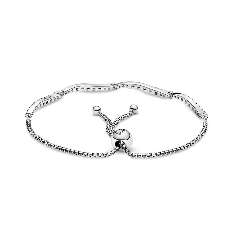 Pandora Blue Wavy Crystal Slider Bracelet image number 1