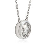 Bezel Set Diamond Solitaire Necklace 14K, 1 ct.