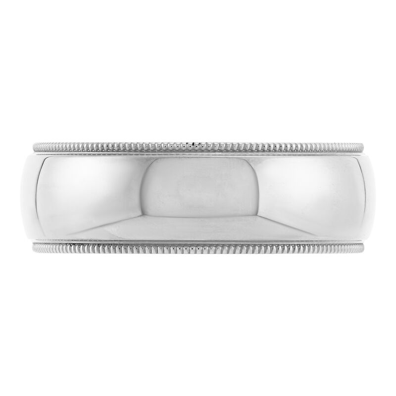White Gold Polished Milgrain Edge Comfort Fit 7mm Band 18K image number 2
