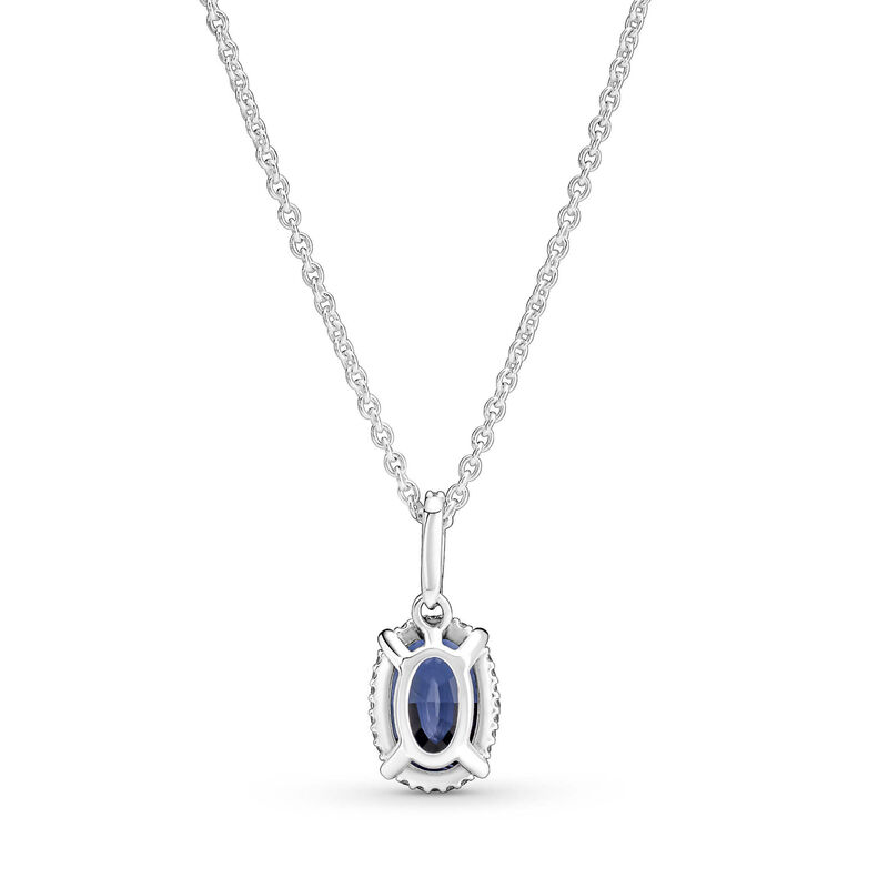 Pandora Sparkling Blue Crystal Statement Halo CZ Pendant Necklace image number 2