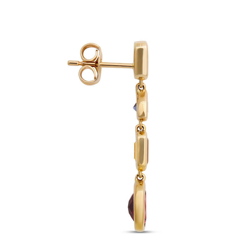 Multicolor Gemstone Drop Earrings, 14K Yellow Gold image number 2