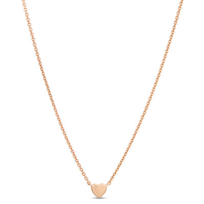 Classic Tiny Heart Pendant Necklace, 14K Rose Gold