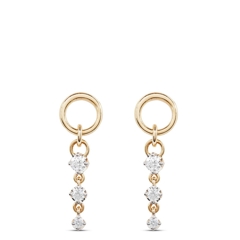 Cluster Diamond Dangle Earrings, 14K Mixed Gold image number 0