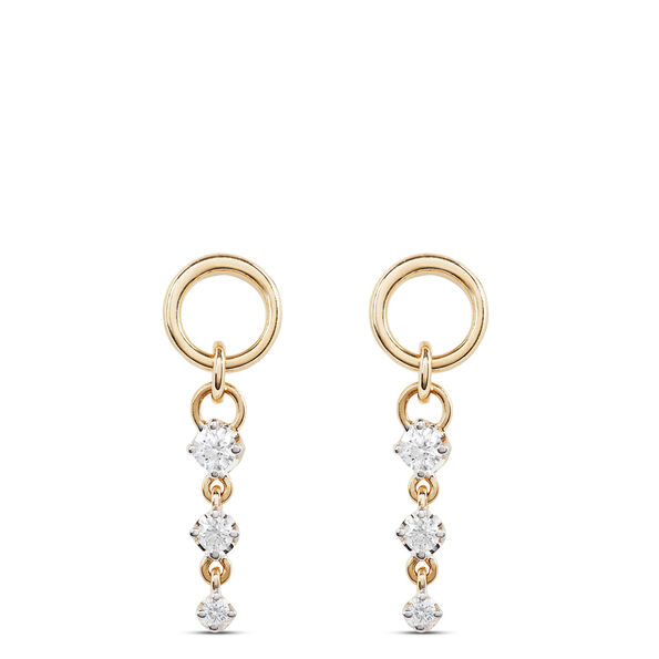Cluster Diamond Dangle Earrings, 14K Mixed Gold