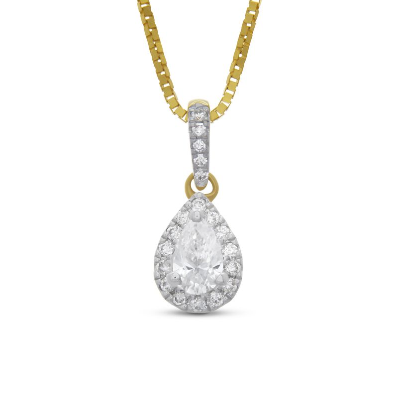 Pear and Round Diamond Cluster Pendant, 14K Yellow Gold image number 0