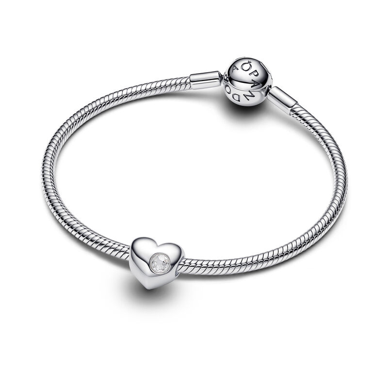Pandora Engravable Clear Stone Heart Charm image number 2