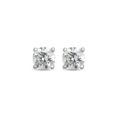 Classic Round Diamond Studs, 0.15 Carat, in 14K White Gold