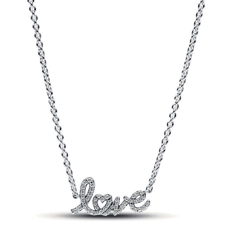 Pandora Sparkling Handwritten Love Collier Necklace image number 0