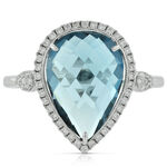Checkered Blue Topaz & Diamond Ring 14K