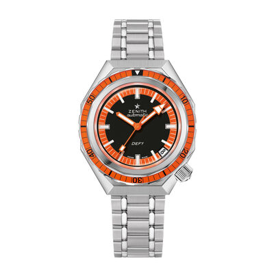 Zenith Defy Revival Black and Orange Dial Watch, 37mm