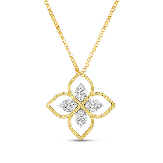 Roberto Coin Principessa Large Flower Diamond Necklace 18K