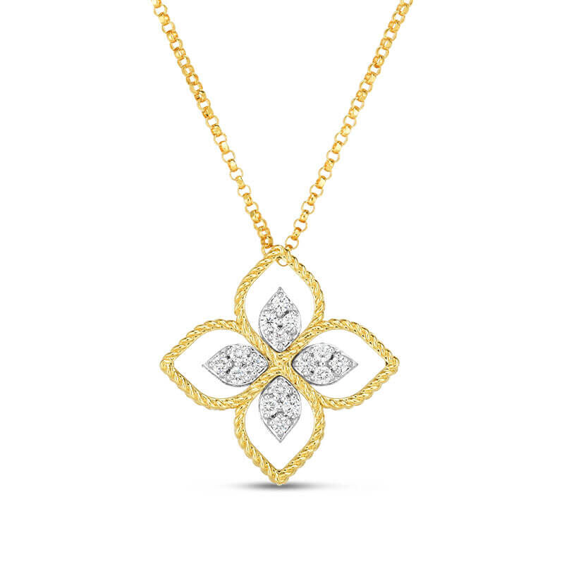 Roberto Coin Principessa Large Flower Diamond Necklace 18K image number 0