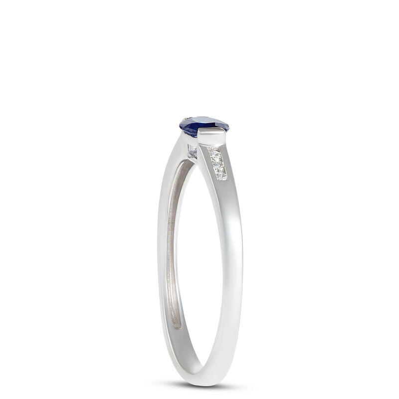 Oval Blue Sapphire and Diamond Ring, 14K White Gold image number 1