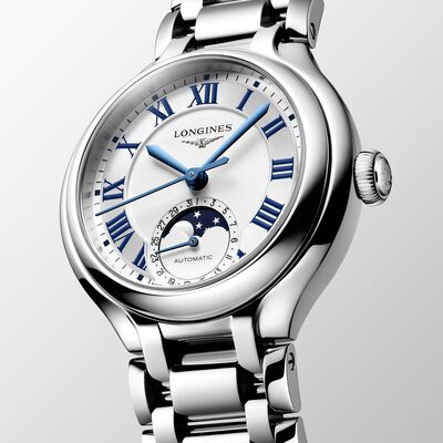 Longines Primaluna Moonphase White Dial Watch, 34mm