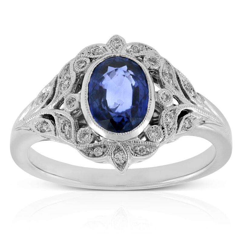 Sapphire & Diamond Ring 14K image number 0