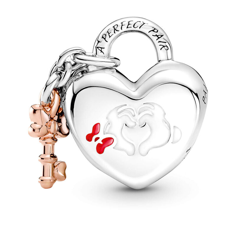 Pandora Disney Mickey Mouse & Minnie Mouse Enamel Padlock Charm image number 2