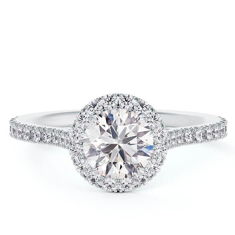 De Beers Forevermark Round Diamond Halo Engagement Ring 18K image number 0