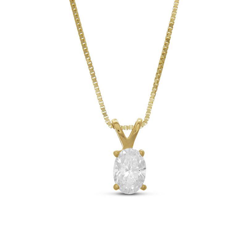 Oval Diamond Solitaire Pendant, 14K Yellow Gold image number 0