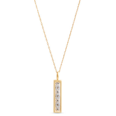 Linear Frame Diamond Pendant, 14k Two-Tone