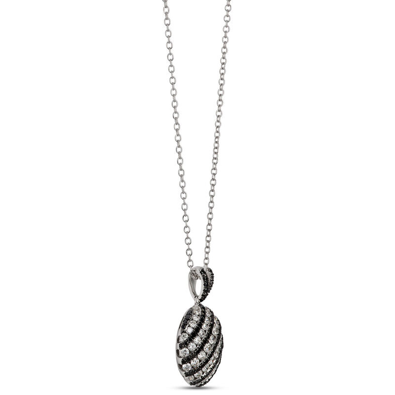 White and Black Diamond Oval Pendant, 1 ⅕  Carat Total Weight, 14K White Gold image number 1