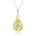 Quartz & Diamond Egg Necklace 14K