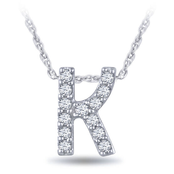 Diamond Initial Pendant 14K Letter 'K'