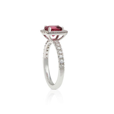 Cushion Pink Spinel & Diamond Ring 14K